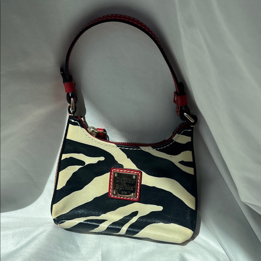 Dooney & Bourke Black and Cream Small Bag with Zebra Print